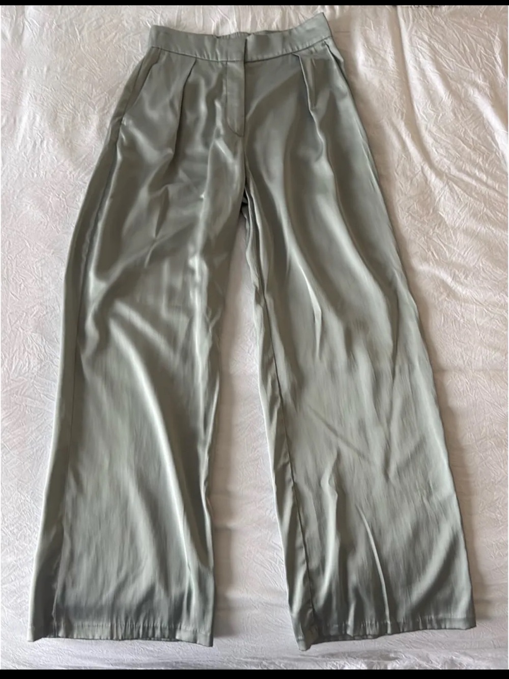 Abercrombie Wide-Leg Satin Pants in Sage